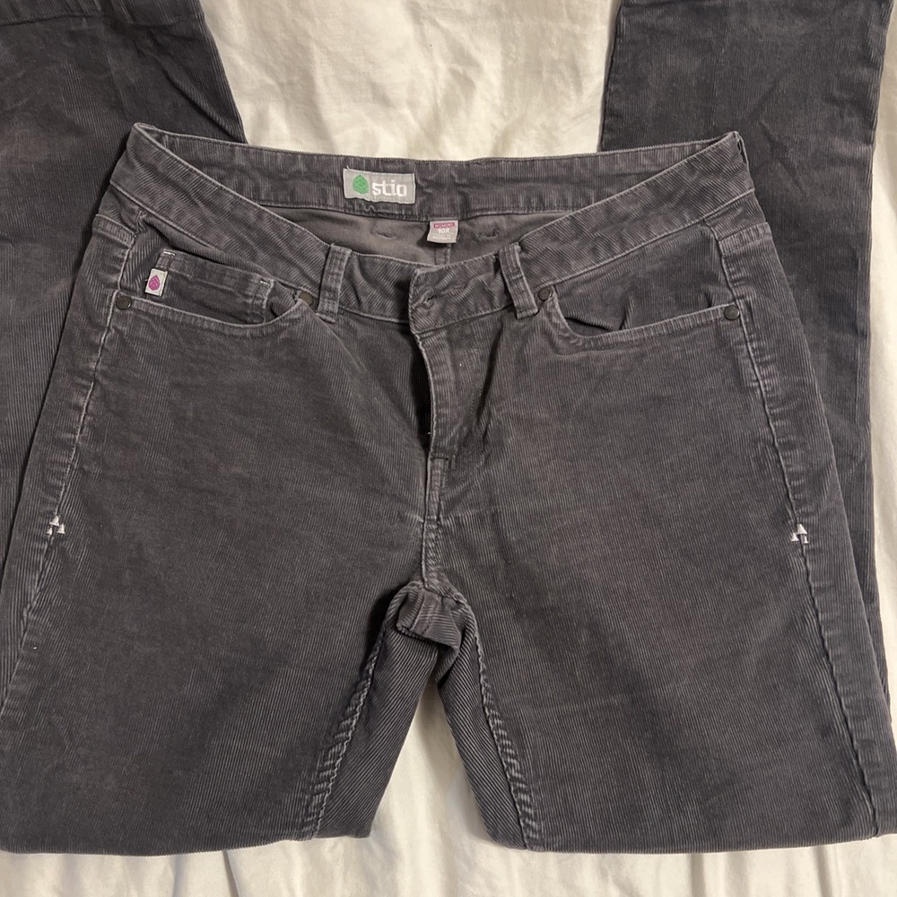 Stio Pants Womens 10R Gray Rivet Corduroy Trim Fit Stretch 5 Pockets Outdoor